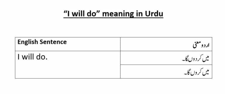 I will do meaning in Urdu