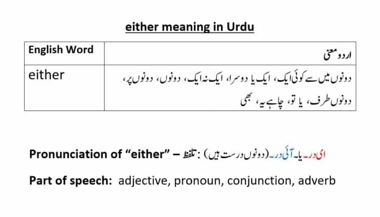 either meaning in Urdu