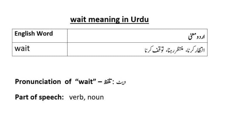 wait meaning in Urdu