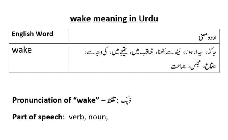 wake meaning in Urdu